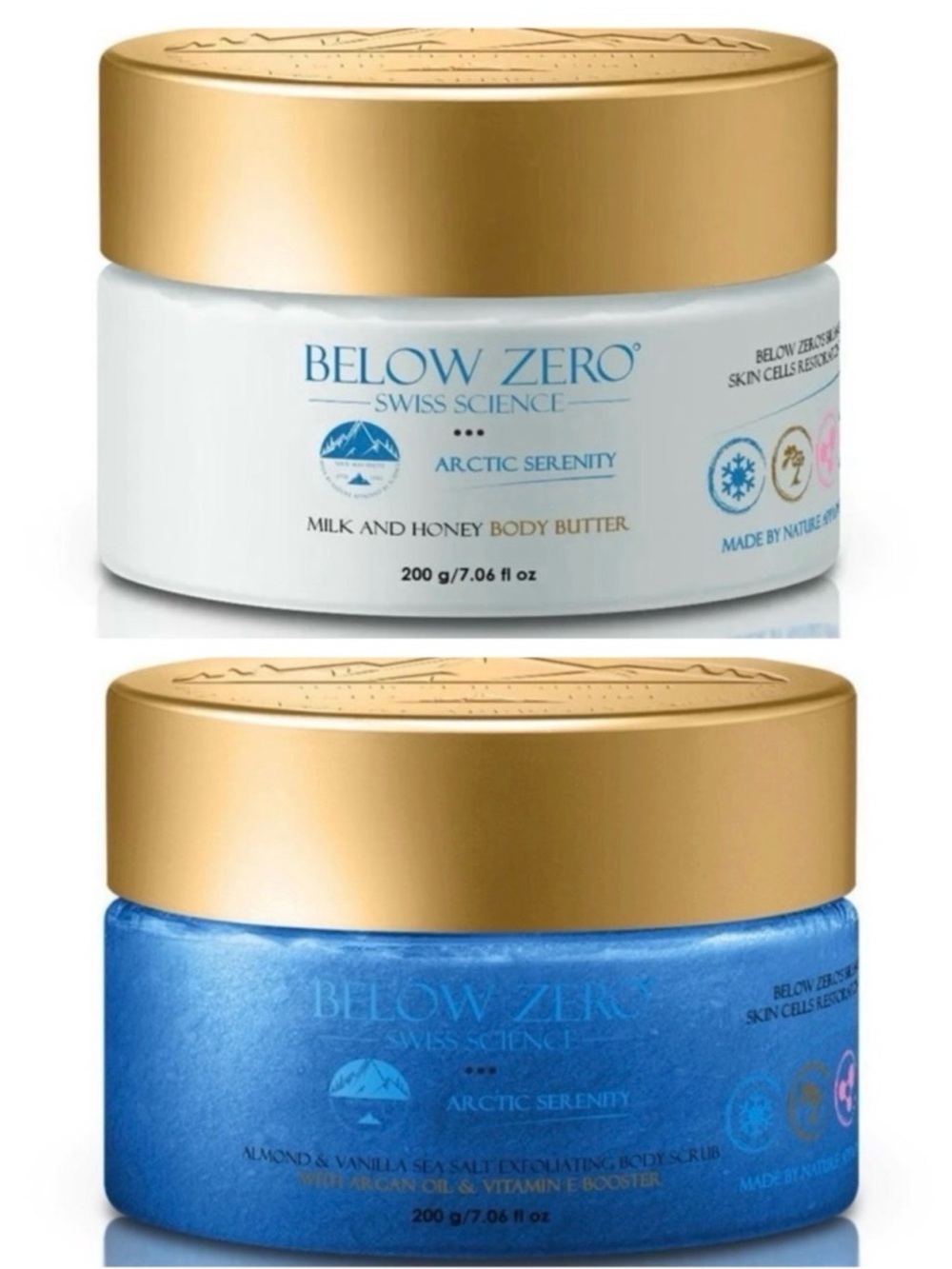 Below Zero Milk & Honey Body Butter & Almond & Vanilla Sea Salt BodyScrub BUNDLE